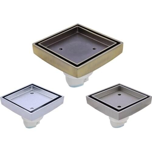 Tile Insert Drain Square Invisible Bathroom Floor Drain Waste Grate 10X10cm Shower Drain Brass Floor Drain