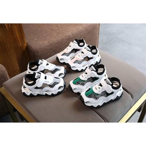 Sports Running Sandals Kids Beach Shoes Children Soft-Soled Boys And Girls Mesh Hollow Wave Bottom Lightweight Fashion And Hot