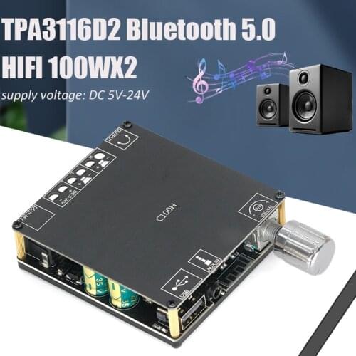 XY-C100H HIFI 100WX2 TPA3116D2 Bluetooth 5.0 High Power Digital Amplifier Stereo Board AUX USB AMP Amplificador Home Theater