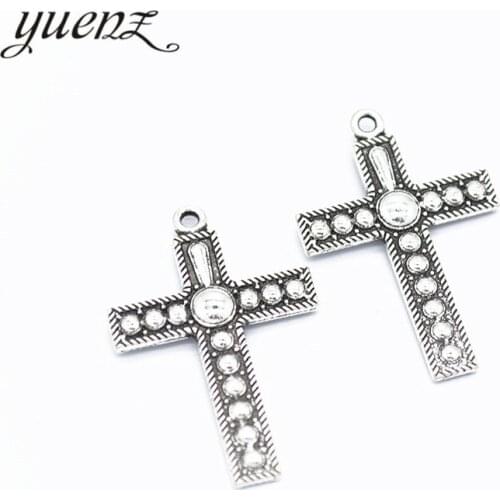 YuenZ 10 pcs antique silver color cross charms metal pendant for DIY jewelry 34*22mm T72
