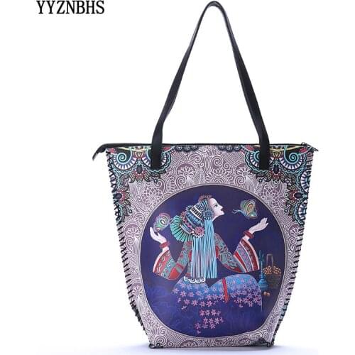 Women Shopping Bags Women PU Leather Handbag Shoulder Bag Female Vintage Ethnic Style Tote Bag Large Capacity Ladies Hand Bags