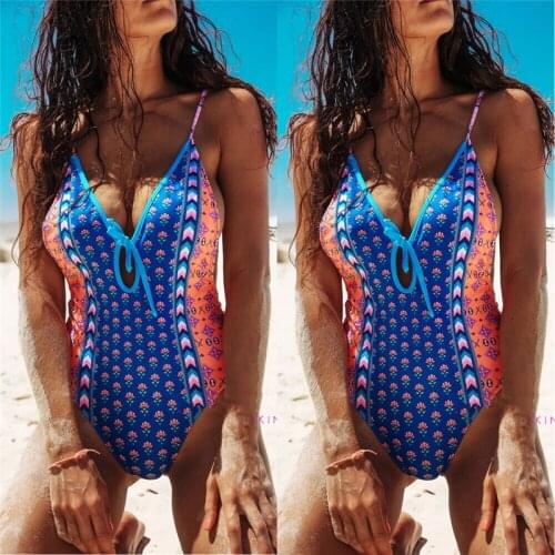 Women Sexy One Piece Monokini Floral Swimsuit Push Up Bathing Bikini Swimwear Women One Piece Beachwear Costumi Da Bagno Donna