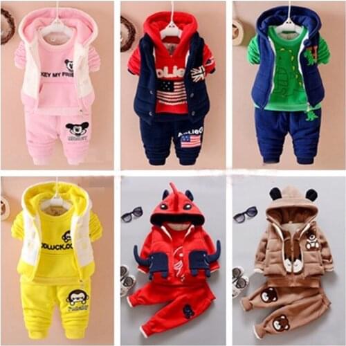 2020 New winter kids three-piece sets coat fashion cotton boys girls clothes Sports warm Plus thick velvet brand children suits