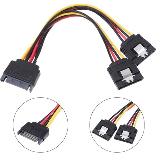 1Pc SATA Power 15-pin Y-Splitter Cable Adapter Male to Female for HDD Hard Drive