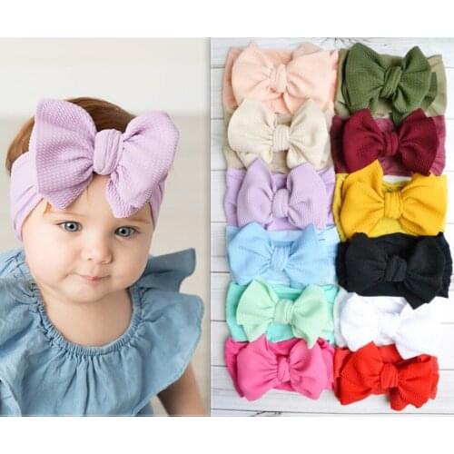 Big Bow Nylon Baby Headband One Size Fits ALL Nylon Headbands Baby Head Wrap Baby turban Newborn Headband EMMA BOW Headbands