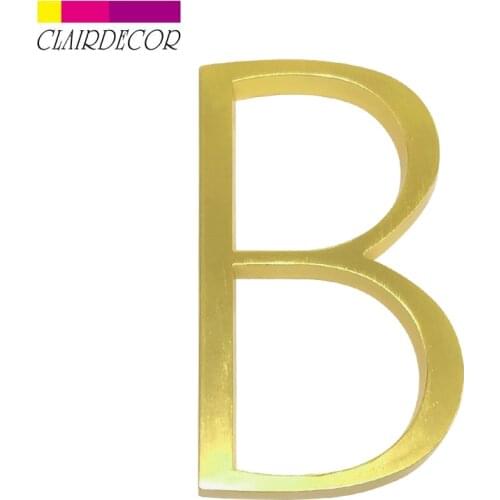 127mm Floating Modern House Number Satin Brass Door Home Address Numbers for House Digital Outdoor Sign Plates 5 Inch. # B