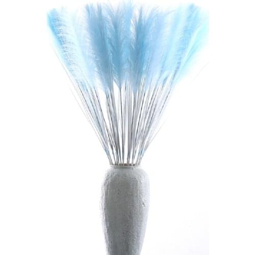 15pcs plastic home Decor fake pampas grass plants artificial flower reed grass foxtail fake flower decor plant Blue NoVase