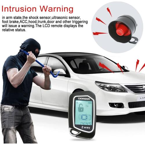 2 Way Car Alarm System LCD Pager Display Remote Engine Start Universal Turbo Timer Mode Shock Sensor Alarm security