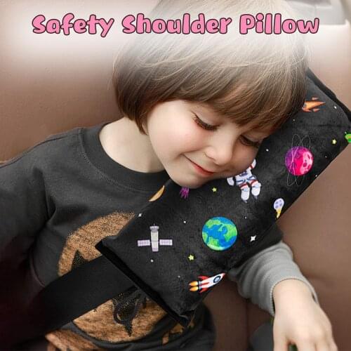 4Pcs Universe Pattern Seatbelt Pillow Car Seat Belt Covers Adjust Shoulder Pads Safety Protector Headrest Support for Children