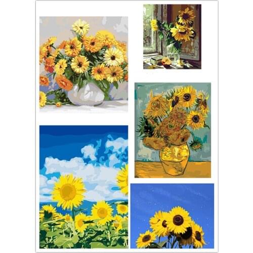 40x50cm Frame DIY Painting By Numbers Kits Sunflowers Abstract Modern Home Wall Art Picture Flowers Paint By Numbers