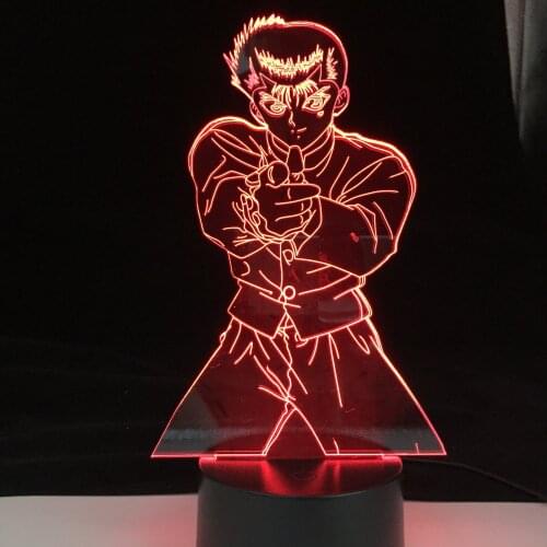 Anime YuYu Hakusho Urameshi Figure Lamp Child Room Decorative Acrylic Led Night Light Desk 3D Lamp for Kids Birthday Gift Light