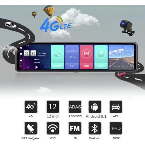 3 in 1 Car Rear View Mirror Camera 4G Android GPS Navigation ADAS 1080P Dash Cam Auto Registrar WiFi Video Recorder DVR