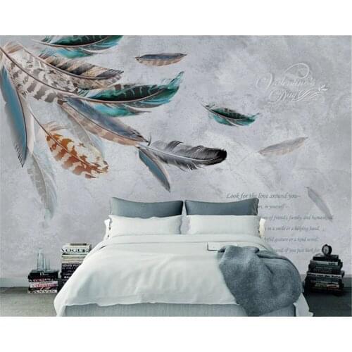 Beibehang papel de parede Custom 3D Nordic modern minimalist feather marble living room background wallpaper 3D home decoration