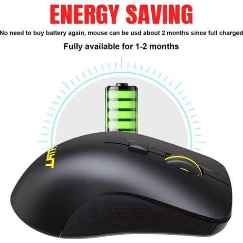 2.4GHz Bluetooth Wireless Mouse Bluetooth 5.0+USB with USB Receiver for Laptop PC Rechargeable 500mAh 2400DPI Portable Black