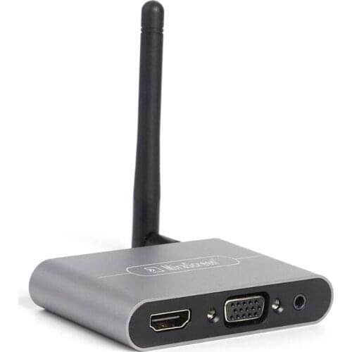 X6W Plus 4K Wireless Display Receiver 2.4GHz&5GHz Dual-frequency Wireless Dongle with External Antenna VGA Audio Ports Grey