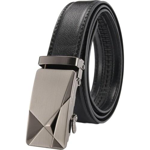 Business Mens Belts, Fashion Solid Color Metal Automatic Buckle Belt Men 115cm black