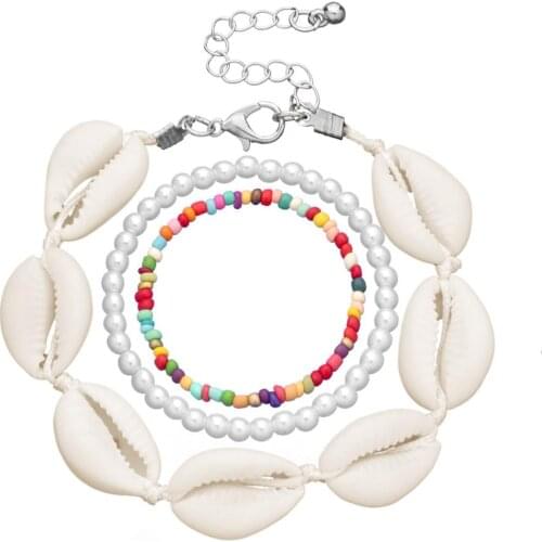 Bohemia Vintage Shell Rope Chain Bracelet Women Beach Sea Shell Bracelet Anklet Jewelry Party Gift Wholesale