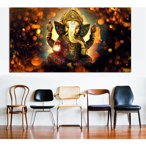 Large Paintings Canvas Prints Shiva India Lord Elephant Religion Buddha Painting Wall Art Picture for Living Room Home Decor