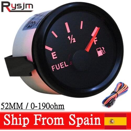 52MM Digital Fuel level gauge Fuel sensor 0-190 ohm Waterproof Oil Tank Level Indicator fit marine yacht motor Red Backlight