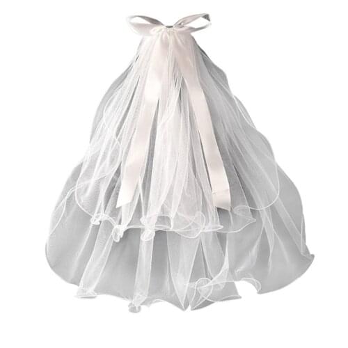 2 Tier Wedding Bridal Veil with Metal Comb Curly Edges Tulle Veil for Bride Bridesmaid Flower Girl Elbow Length
