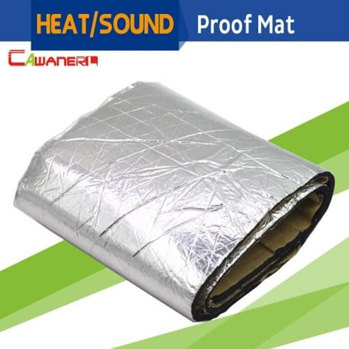 Cawanerl 100CM X 100CM Car Turbo Engine Exhaust Muffler Heat Sound Shield Deadener Insulation Proof Mat Control Noise Deadening
