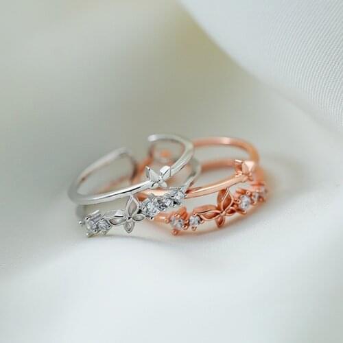 Exquisite Silver Color Butterfly Rings for Women Adjustable Cute Ring Engagement Wedding Ring Party Jewelry Fashion Accessories