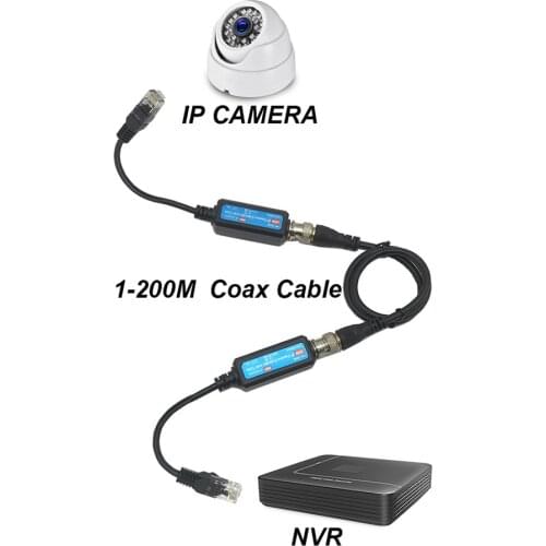 Transmission Cables 1Pair 100Mbps 1CH Passive IP Network Coaxial Transmitter Receiver Extender for IP NVR Camera
