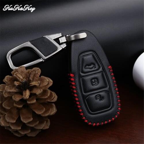Redline Leather Car Cover with Keychain Key Case For Ford MK3 MK4 Kuga Escape Ecosport New Fiest Car Interior Accessories