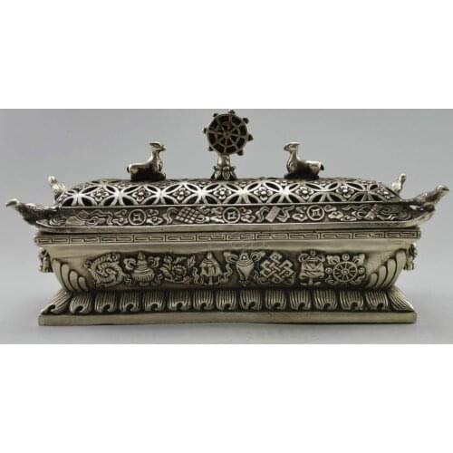 Collectible Decorated Old Handwork Tibet Silver Big Bird Tower Incense Burner