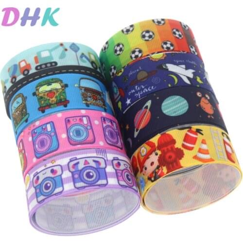 DHK 10yards camera ball space cars Printed Grosgrain Ribbon Accessory Hairbow Headwear Decoration DIY Wholesale OEM B1933