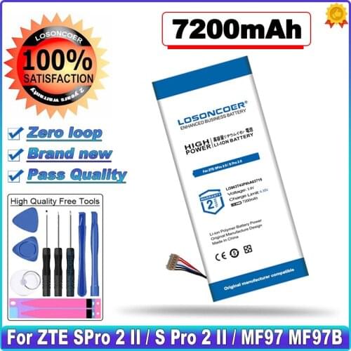 LOSONCOER 7200mAh Li3863T43P6hA03715 Battery For ZTE SPro 2 II / S Pro 2 II / MF97 MF97B MF97V MF97G Acumulator 6 Wire Projector