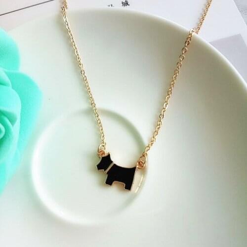 Fashion jewelry accessories gold metal enamel dog puppy necklace