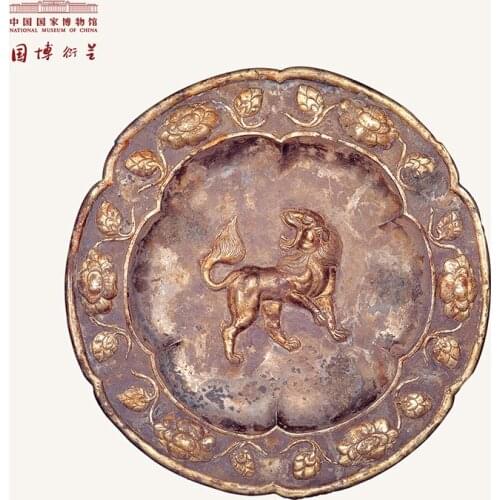 NATIONAL MUSEUM OF CHINA Metal Badge Lions Printing Floral Round Rozet Gold Silver Chinese Vintage Clothes Badges Pins for Cloth