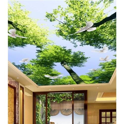 Wall Decoration Non woven wallpaper Tree pigeons 3d murals wallpaper for living room ceiling 3d mural wallpaper