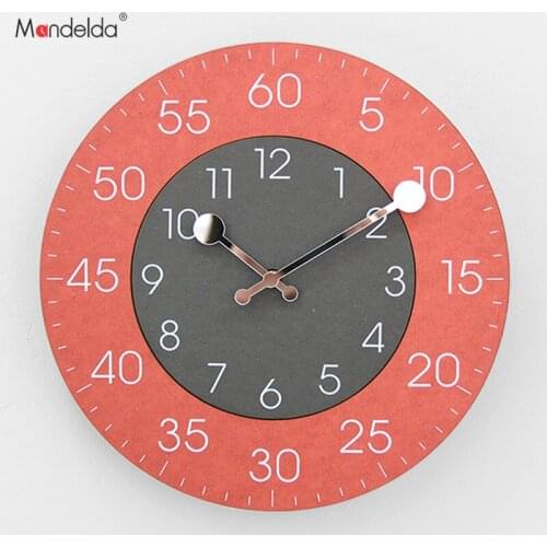 Mandelda Wall Clock Large Decorative Wall Clocks 12 Inches Europe Orange Single Face Battery Living Room Decoration