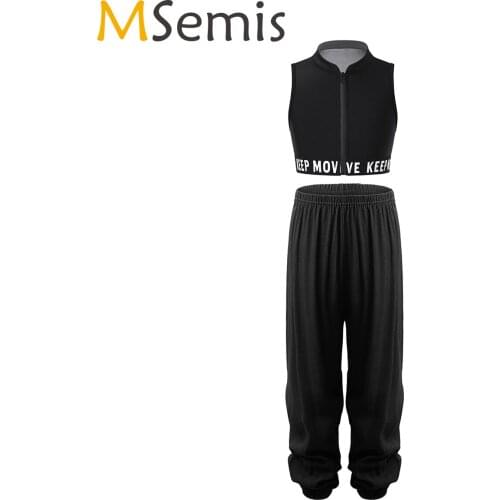 Hip Hop Clothing Solid Letter Sweatshirt Vest Causal Pants For Girls Jazz Ballroom Dancing Clothes Stage Outfits Rave Clothes