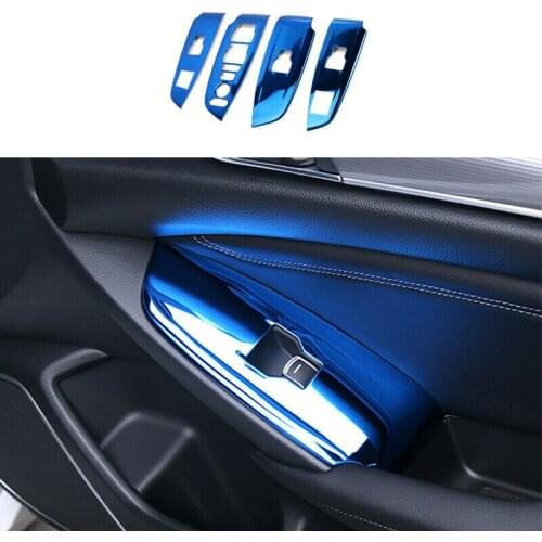 Fit For Honda Accord 2018 2019 2020 4pcs Blue Titanium Door Window Switch Lift Cover Trim