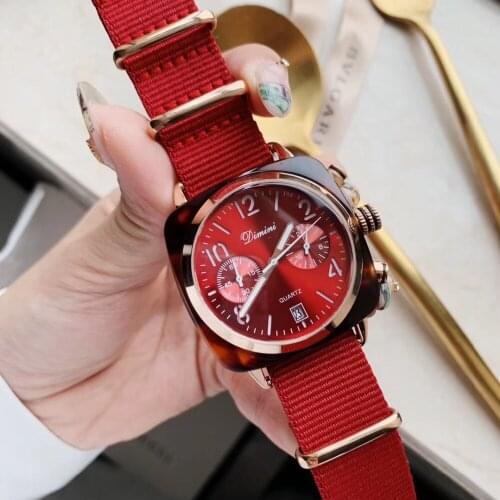 Sports Designer British Stylish Unisex Canvas Watches Neutral Designer Amber Resin Square Watch for Women Calendar Wrist watch