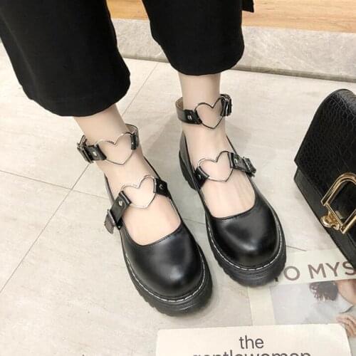 Retro Mori Girl Lolita Shoes Cute Heavy-Bottomed Round Head Women Shoes Summer College Style Japanese JK Uniform Lolita Shoes