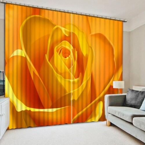 Yellow rose curtains photo Blackout Window Drapes Luxury 3D Curtains For Living room Bed room Office Hotel Home