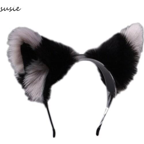 Women Realistic Furry Animal Ears Headband Lolita Kawaii Anime Cosplay Hair Hoop X7YA