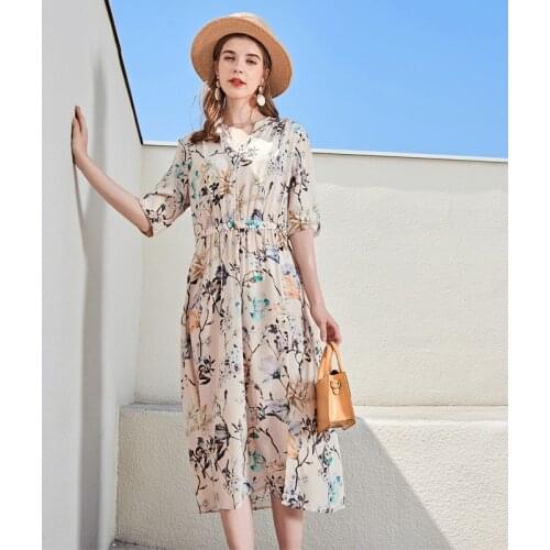 Leaves print silk floral maxi dress women femme 2020 summer long work boho beach office sexy party luxury dresses plus size