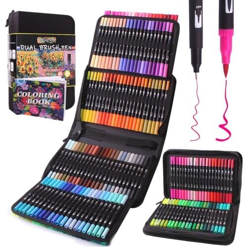 132 Colouring Pens Dual Tip Brush Pens Brush Tip Art Markers for Colouring, Sketching, Painting–Gift for Kids and Adults
