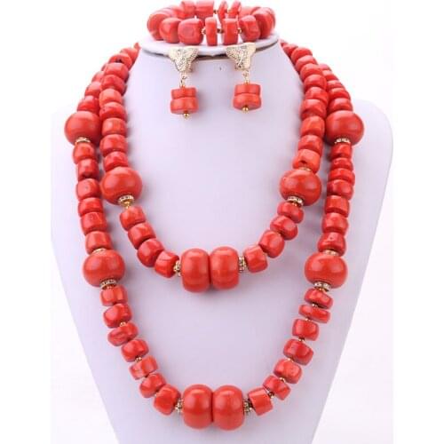 4UJewelry African Bridal Fashion Coral Beads Nigerian Wedding Beads Jewellery Set 2021