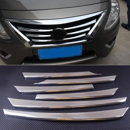 ABS Chrome Front Middle Mesh Grille Hood Bumper Lid Cover Trim Decorate fit for Nissan Versa Latio Almera 2015 2016 2017