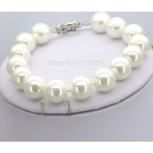Accessories Christmas Gifts Women Girls 10mm White Glass Round Pearl Beads Bracelet Jewelry Making Design