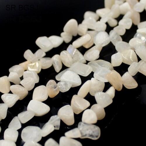 Free Shipping 9-12mm Natural Moon Stone Gems Irregular Shape Handmade DIY Spacer Beads Strand 15"