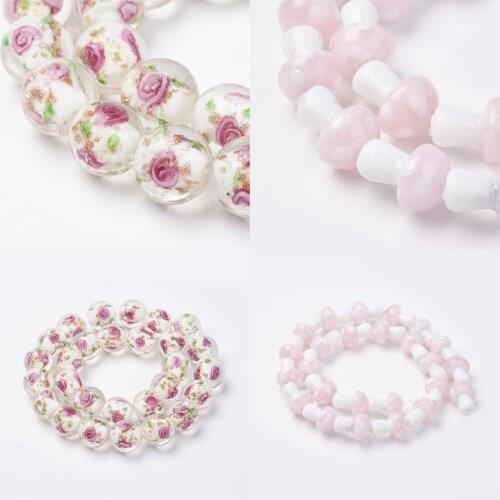 Handmade Mushroom Flower Lampwork Beads Strand Glass Loose Bead Spacer Charms For DIY Bracelet Necklace Jewelry Making