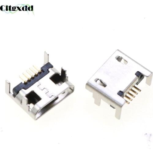 Cltgxdd 2/5/10pcs Micro USB Jack 5 Pin Female Socket Connector Charging Port SMD 4 Legs 90 Degree