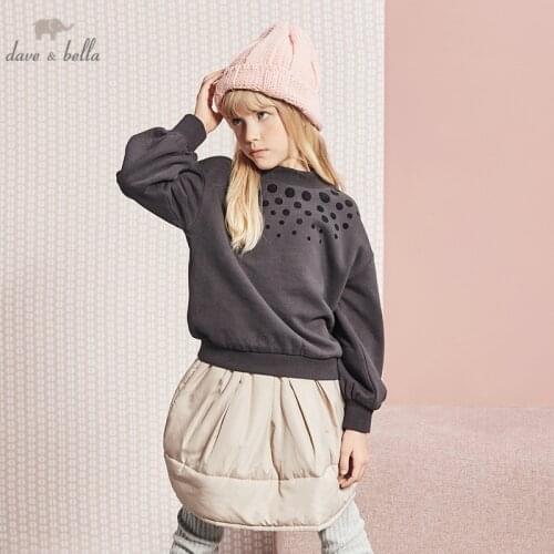 DBK11208 dave bella winter 5Y-13Y kids clothes children sweet dots T-shirt girls high quality fashion tees
